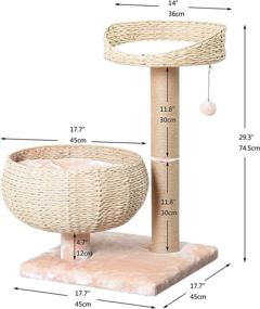 img 3 attached to 🐱 Natural Bowl-Shaped Cat Tree with Perch from PetPals, Made of Paper Rope