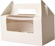 🧁 25pcs ivory cupcake boxes with 2 cavity containers and handles for birthday party - one more cupcake holders carrier with insert & pvc window логотип