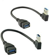 🔌 оксубор superspeed usb 3.0 мужской вилка - женский разъем удлинительный кабель - 2 шт. со сгибом налево и направо (20 см, 8 дюймов) - высокая скорость и удобство логотип