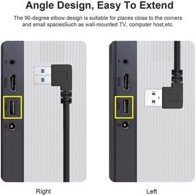 img 2 attached to 🔌 Оксубор SuperSpeed USB 3.0 Мужской вилка - Женский разъем Удлинительный кабель - 2 шт. со сгибом налево и направо (20 см, 8 дюймов) - Высокая скорость и удобство