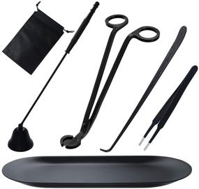 img 4 attached to Laffeya Candle Wick Trimmer and 6-in-1 Candle Accessories Set - Including Candle Snuffer, Wick Dipper, Tweezers, Storage Bag, Plate Tray - Optimize Your Candle Experience