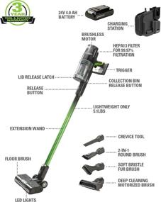 img 3 attached to 🌿 Greenworks 24V Brushless Cordless Stick Vacuum - Lightweight and Efficient with LED Lights and USB-C Battery (Green)