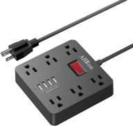 💡 ahrise power strip with 6 outlets and 4 usb ports - ideal for home, office, hotel, cruise ship - 5ft long cord logo