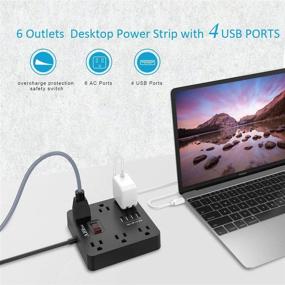 img 3 attached to 💡 AHRISE Power Strip with 6 Outlets and 4 USB Ports - Ideal for Home, Office, Hotel, Cruise Ship - 5ft Long Cord