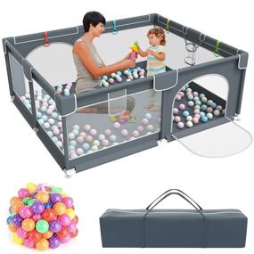 img 4 attached to 👶 Baby Playpen with 50PCS Pit Balls: A Safe, Portable and Fun Indoor & Outdoor Kids Activity Center