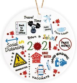 img 4 attached to 🎄 Granville 2021 Christmas Ornaments - Festive Keepsake Tree Decorations - Commemorative Pandemic Ornaments - 3.5 Inch Ceramic Hanging Ornaments