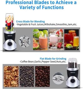 img 3 attached to 🥤 AMATEYS Professional Personal Blender for Shakes and Smoothies 350 Watts – Blending, Grinding, and Coffee Grinding Blades – Portable and Travel-Friendly – 10oz + 24oz Travel Bottles with Lids – 2 Speeds with Pulse Function – Juice Blender Set