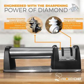 img 2 attached to 🔪 PriorityChef Knife Sharpener with 2-Stage Diamond Coated Wheel System for Straight and Serrated Knives – Fast, Safe, and Effortless Sharpening Solution