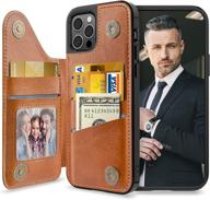 📱 lohasic iphone 12 pro max wallet case for men and women, pu leather protective cover with 5 card slots, credit holder, kickstand, and magnetic closure – brown, fancy travel photo pocket design for 6.7-inch iphone 12 promax logo