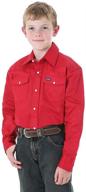 optimized search: boys' western solid snap shirt with long sleeves by wrangler logo