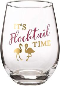 img 2 attached to 🍷 Lillian Rose Flamingo Party Stemless Wine Glasses Set of 4 with Sayings, Multi, 3.25x3.25x4.75