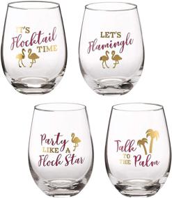 img 4 attached to 🍷 Lillian Rose Flamingo Party Stemless Wine Glasses Set of 4 with Sayings, Multi, 3.25x3.25x4.75