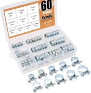 🔩 keadic 60pcs mini fuel injection style hose clamp assortment kit: adjustable zinc plated carbon steel clamps for diesel and petrol pipes - 10 sizes included! logo