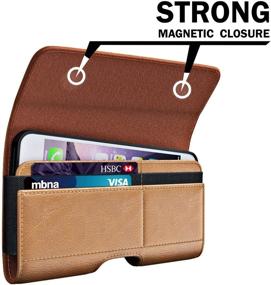 img 2 attached to 📱 De-Bin Belt Clip Phone Holster Case for iPhone 13 Pro Max, 12 Pro Max, 11 Pro Max, Xs Max - Brown, with Belt Clip, Card Pocket Sleeves, & Loops - Compatible with Apple Large iPhones with Cases