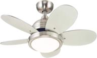 🌀 ciata lighting 30-inch roundabout integrated indoor ceiling fan: brushed nickel finish, dimmable led, opal frosted glass, reversible multi-color/white blades - 1 pack логотип