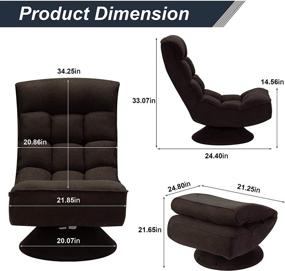 img 1 attached to 🪑 Saemoza Folding Gaming Chair: 360 Degree Swivel, 5 Positions Adjustable, Soft Lazy Sofa for Reading and Relaxation at Home (Dark Brown)