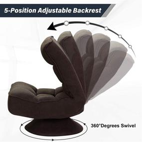 img 2 attached to 🪑 Saemoza Folding Gaming Chair: 360 Degree Swivel, 5 Positions Adjustable, Soft Lazy Sofa for Reading and Relaxation at Home (Dark Brown)