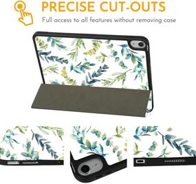 img 1 attached to 🌿 Hepix Green Leaves Leaf iPad 10.9 inch Air 4th Generation Case with Pencil Holder 2020 - Trifold Protective Shockproof Smart Cover Auto Sleep Wake for A2072 A2316 A2324 A2325