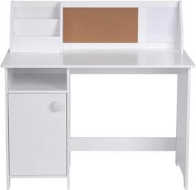 img 1 attached to UTEX Kids Study Desk with Storage: Wooden School Study Table for 3-8 Years, White
