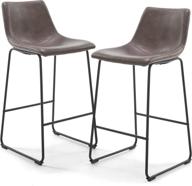 🪑 rivet mid-century modern microfiber kitchen bar stools by amazon brand - set of 2, 40.9"h, grey logo