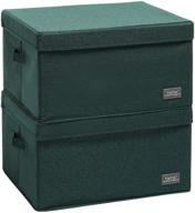 yueyue foldable storage large clothes box fabric—collapsible cube bins with lid (dark green, 2 pack) logo