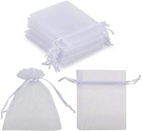 img 3 attached to 🎁 Набор HRX 100 штук Белые органзовые ювелирные мешочки на завязках 3 x 4 дюйма - Маленькие сетчатые подарочные мешочки для маленьких подарков, ювелирных изделий, сережек - Мини пакеты для конфет