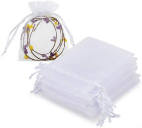 img 4 attached to 🎁 HRX Package 100pcs White Organza Jewelry Bags Drawstring 3 x 4 inch - Little Mesh Gift Pouches for Small Presents, Jewelry, Earrings - Mini Candy Bags
