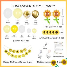 img 1 attached to 🌻 140 Pcs Sunflower Party Decorations with Yellow Balloon Garland Arch 18'' 12'' 10'' 5'' featuring Artificial Sunflower, Foil Sunflower Balloons, and Happy Birthday Banner - Ideal for Girls Birthday, Baby Shower