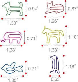 img 2 attached to Set of 80 Adorable Animal Shaped Paperclips, 6 Designs and Colors in a Gift Box - Perfect for Students, Office Supplies - Pony, Doggy, Kitten, Bird, Penguin, Elephant