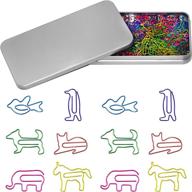 set of 80 adorable animal shaped paperclips, 6 designs and colors in a gift box - perfect for students, office supplies - pony, doggy, kitten, bird, penguin, elephant логотип