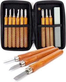 img 1 attached to 🔪 Complete 14 Piece Wood Carving Tools Set with Whetstone and Protective Case - Ideal for Beginners, Wood Blocks, Basswood, and Softwoods