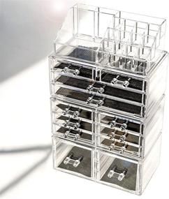 img 2 attached to 💎 Clear Acrylic 12-Drawer Jewelry and Cosmetic Makeup Organizer Set by Display4Top - Large Capacity, 4 Piece Pack