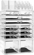 💎 clear acrylic 12-drawer jewelry and cosmetic makeup organizer set by display4top - large capacity, 4 piece pack logo