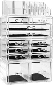 img 4 attached to 💎 Clear Acrylic 12-Drawer Jewelry and Cosmetic Makeup Organizer Set by Display4Top - Large Capacity, 4 Piece Pack