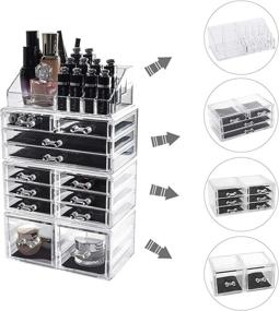 img 1 attached to 💎 Clear Acrylic 12-Drawer Jewelry and Cosmetic Makeup Organizer Set by Display4Top - Large Capacity, 4 Piece Pack