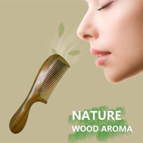 img 3 attached to 🌿 Meta-C Natural Green Sandalwood Wooden Comb - Eliminate Snags, Tangles, and Static (Short Handle, Standard Tooth)