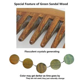 img 1 attached to 🌿 Meta-C Natural Green Sandalwood Wooden Comb - Eliminate Snags, Tangles, and Static (Short Handle, Standard Tooth)