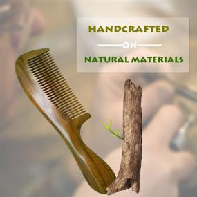 img 2 attached to 🌿 Meta-C Natural Green Sandalwood Wooden Comb - Eliminate Snags, Tangles, and Static (Short Handle, Standard Tooth)