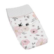 🌸 sweet jojo designs watercolor floral collection changing pad cover in blush pink, grey and white logo