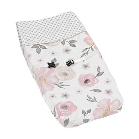 img 4 attached to 🌸 Sweet Jojo Designs Watercolor Floral Collection Changing Pad Cover in Blush Pink, Grey and White