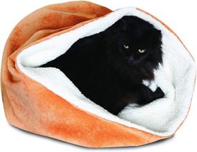 img 3 attached to 🐱 Vibrant Orange Burrow Cat Bed - 17 inch Villa