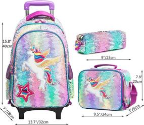 img 3 attached to 🦄 Unicorn Reversible Rolling Backpack with Wheels