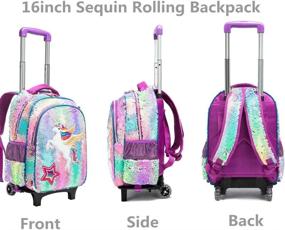 img 2 attached to 🦄 Unicorn Reversible Rolling Backpack with Wheels
