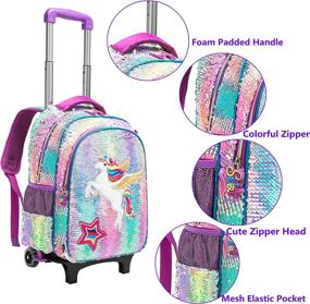 img 1 attached to 🦄 Unicorn Reversible Rolling Backpack with Wheels