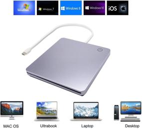 img 3 attached to 💿 Ultra-Slim USB-C External DVD Drive: High-Speed Data Transfer, Touch Eject, Mac Compatible