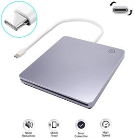 img 1 attached to 💿 Ultra-Slim USB-C External DVD Drive: High-Speed Data Transfer, Touch Eject, Mac Compatible