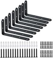 set of 8 heavy duty black steel l corner braces for 5 inchx3 inch shelves - decorative joint angle brackets with screws - wall hanging shelf brackets (125x75mm) logo
