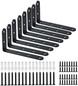 img 4 attached to Set of 8 Heavy Duty Black Steel L Corner Braces for 5 InchX3 Inch Shelves - Decorative Joint Angle Brackets with Screws - Wall Hanging Shelf Brackets (125X75mm)