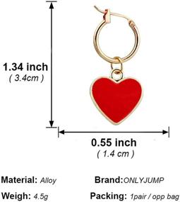 img 3 attached to 💎 14K Gold Plated CZ Huggie Earrings with Red Enamel Heart Ear Cuff - Tiny Small Hoop Earrings + Initial Huggies - Minimal Jewelry for Women Girls | ONLYJUMP