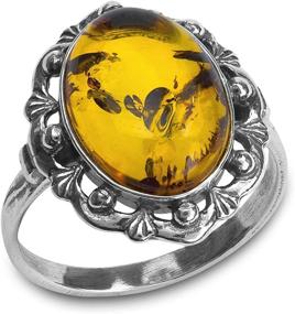 img 1 attached to Классическое кольцо из янтаря Балтийского моря и стерлингового серебра от Ian and Valeri Co: Вечная элегантность